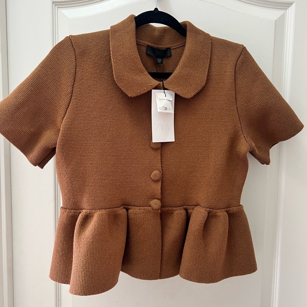 NWT Zara Brown Short Sleeve Peplum Jacket. Sad to sell, just didn’t fit.